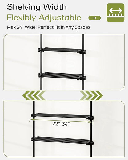 ALLZONE Adjustable Over The Toilet Storage Shelf, 4-Tier Ample Bathroom Organizer and Storage, Tension Mounted Above Toilet Storages Cabinet for Versatility, Fits 66-113 Inch Heights, Black