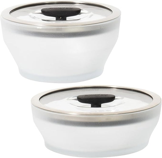 Anyday 4-Pc Microwave Cookware & Glass Food Storage Set with Glass Lids | Medium Plastic-Free Containers | Stackable Steamer with Vented Lid for Microwave-Safe Reheating & Steaming Vegetables, Rice