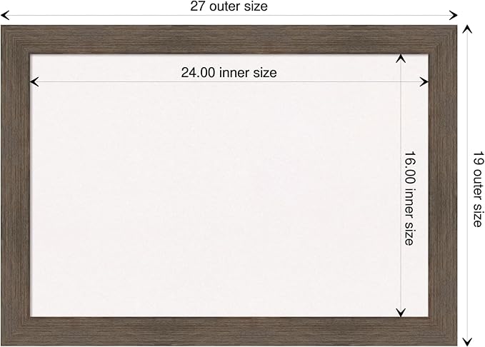 Amanti Art White Cork Board for Wall, 19x27 Vision Board with Brown Wood Frame, Medium Corkboard Office Decor for Home Organization, Rustic Farmhouse Corkboard Pinboard to display items for home