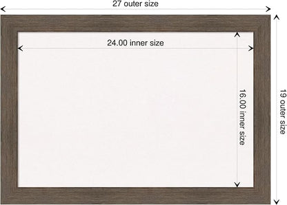 Amanti Art White Cork Board for Wall, 19x27 Vision Board with Brown Wood Frame, Medium Corkboard Office Decor for Home Organization, Rustic Farmhouse Corkboard Pinboard to display items for home