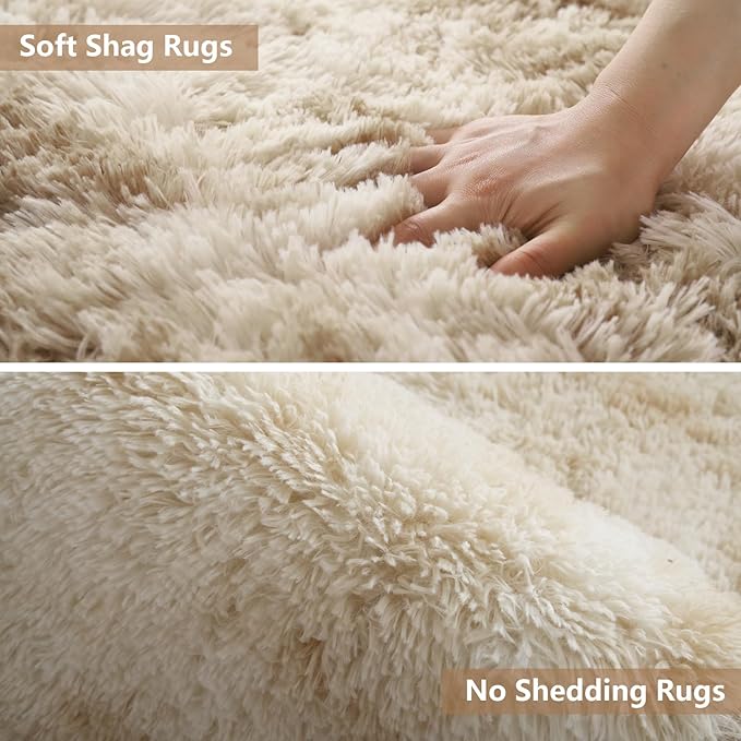 Shag Area Rugs for Bedroom Living Room,4X6 Ultra Soft Fluffy Area Rugs for Dorm,Indoor Carpet Plush Rugs for Home Decor,Camel