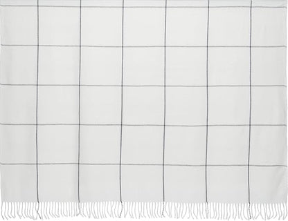 Arus Acrylic Highlands Collection Queen Size Tartan Plaid Design Throw Blanket Off-White, 60x80 inches
