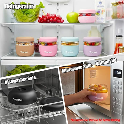 Tronco 32 oz Glass Food Storage & Lunch Bowl Containers with Airtight Lids | Leakproof Meal Prep Container with Silicone Sleeve, Microwave & Dishwasher Safe, Soup & Stew, Office Lunch, BPA-Free, 2 Pack