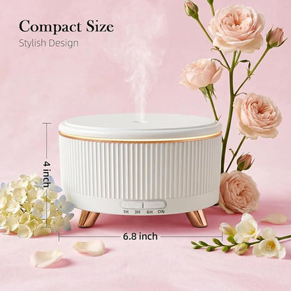 Premium Ultrasonic Essential Oil Diffuser: 500ML Large Capacity, 7-Color Mood Lighting, Remote Control, Timer, Cool Mist Humidifier for Long-Lasting Aromatherapy in Home, Bedroom, Yoga (White)