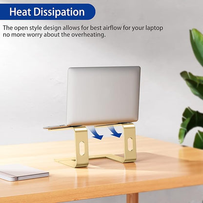 BESIGN LS03 Aluminum Laptop Stand, Ergonomic Detachable Computer Stand, Notebook Riser, Laptop Mount Compatible with Air, Pro, Dell, HP, Lenovo More 10-15.6" Laptops, Gold