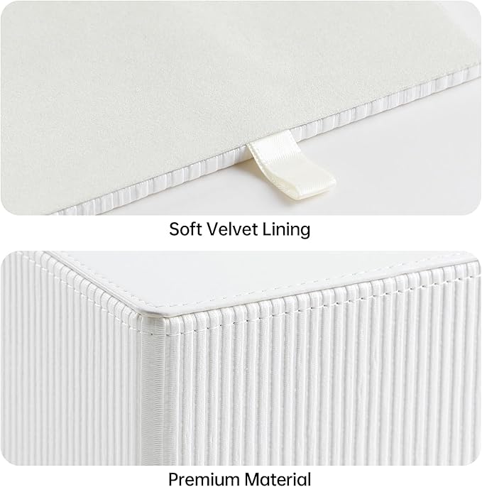 Tissue Box Cover Square with Magnetic Closure, PU Leather Tissue Box Holder for Bathroom NightStands Livingroom, Decorative Modern Square Tissue Holder (Ivory)