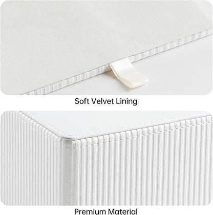 Tissue Box Cover Square with Magnetic Closure, PU Leather Tissue Box Holder for Bathroom NightStands Livingroom, Decorative Modern Square Tissue Holder (Ivory)