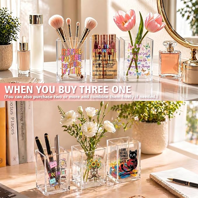 Never Underestimate The Difference You’ve Made Acrylic Pencil Holder Cup, Appreciation Gifts for Doctor Nurse, Funny Floral Bookmark Holder for National Doctors Day, Farewell Retirement Present