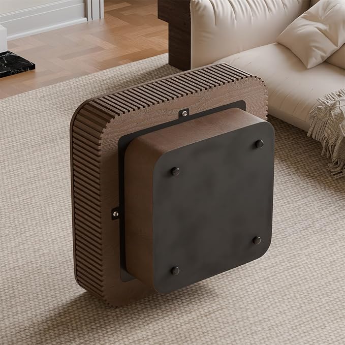 Square Coffee Table for Living Room,Fluted Drum Accent Tea Center Table with Storage,Solid Wood Modern Coffee Tables for Small Space Office Apartment (31.5" L×31.5''W×14''H-Walnut)