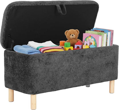 Ottoman with Storage, Storage Ottoman Bench, Entryway Bench with Wood Legs for Living Room, Sitting Area, Dark Grey