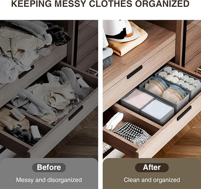 DIMJ Drawer Organizers for Clothing, Set of 12 Dresser Drawer Organizers, Fabric Closet Organizers and Storage, Drawer Dividers for Baby Clothes, Socks, Belt, Tie (Grey)