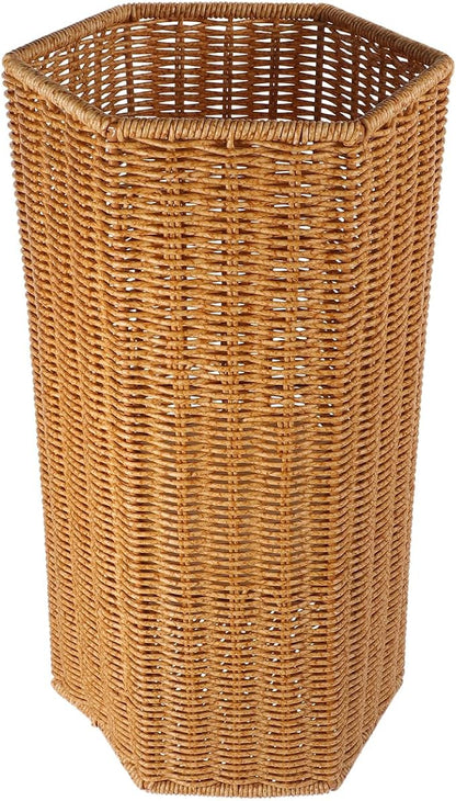 Artificial Rattan Umbrella Stand 15.55In Indoor Umbrella Storage Bucket with Drainage Tray for Entryway and Yoga Mat Organizer