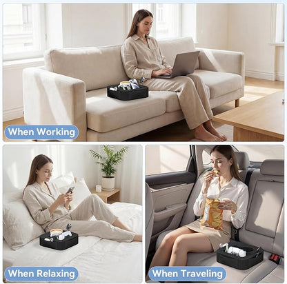 Couch Cup Holder Pillow, Couch Caddy for Drink, Snack, Phone, Remote, Game Controller, Removable and Washable Cup Cozy Pillow, Small Sofa Cup Holder Tray for Bed, Car, Desk, Sofa, Black