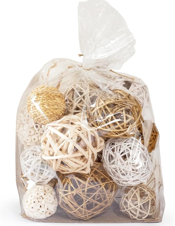 ANDALUCA Large Decorative Vase Filler Bag with Orbs, Balls (Beige)