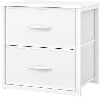 DAOUTIME Stackable Storage Drawers, White Closet Organizer with Wooden Top & Metal Frame, Closet Storage Drawers for Clothes, Freestanding or Stackable Dresser for Bedroom, Living Room, Under Bed