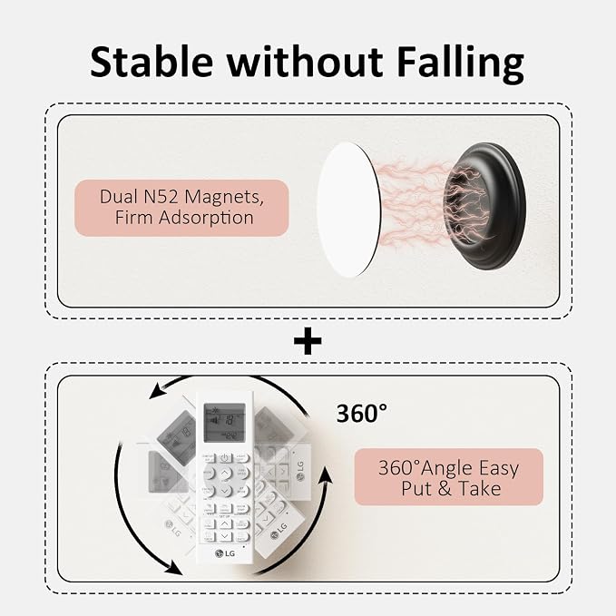 Remote Control Holder Magnetic Wall Mount Self-Adhesive, 6 Pack Upgraded Silicone Remote Organizer Storage 360° Rotation Wall Holder for Home Office TV, Fan and Air Conditioner Remote Control