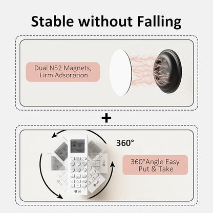 Remote Control Holder Magnetic Wall Mount Self-Adhesive, 6 Pack Upgraded Silicone Remote Organizer Storage 360° Rotation Wall Holder for Home Office TV, Fan and Air Conditioner Remote Control