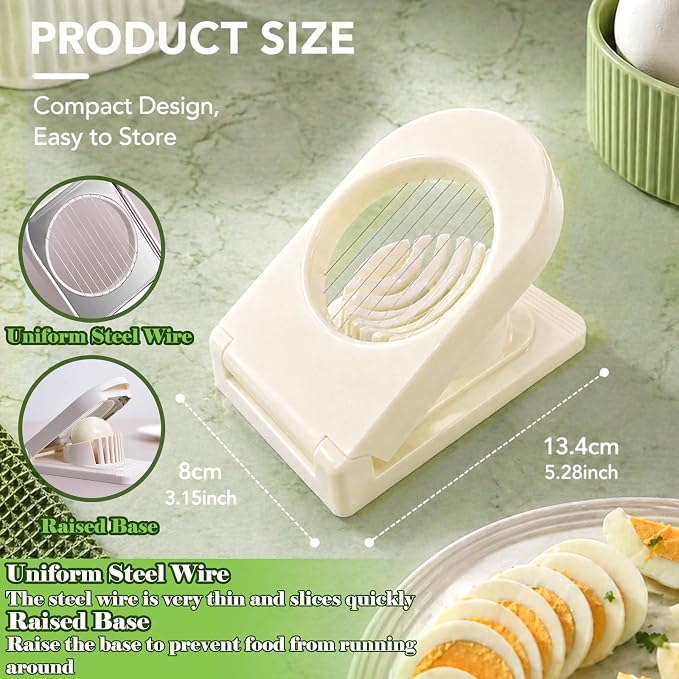 FANTEXY Egg Slicer - Eggs Cutter with Stainless Steel Wires, Easy to Clean And Store Slice Cutter, Multipurpose Boiled Eggs Slicer for Strawberries, Bananas, Soft Cheese，Kiwi