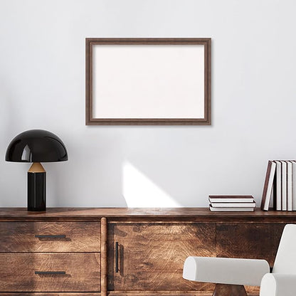 Amanti Art White Cork Board for Wall, 18x26 Vision Board with Brown Wood Frame, Medium Corkboard Office Decor for Home Organization, Country Rustic Corkboard Pinboard to Display Items for Home