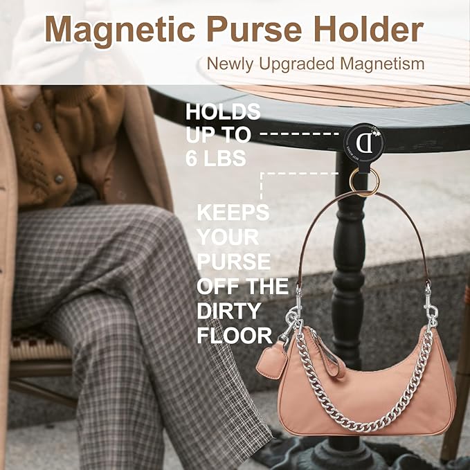 Magnetic Purse Holder - Handbag Hanger with Strong Magnetism, Beautiful Lily Hook for Women, Valentine's Day Gift, Suitable for Table, Locker Room, Restroom