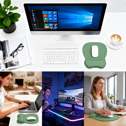 EooCoo Ergonomic Mouse Pad with Wrist Support, Mousepad with Memory Foam Wrist Rest and Non-Slip Base for Computer, Cafe, Home & Office, 9.64 x 8.26 in Office Desk Accessories