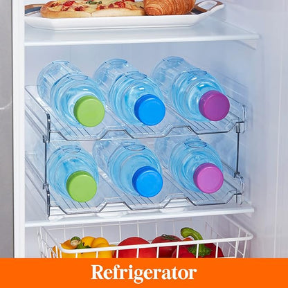 Lifewit 2 Tier Stackable Water Bottle Organizer for Cabinet, 2 Pack Plastic Bottle Holder Fits 6 Bottles/Tumblers up to 3.8" Diameter for Pantry/Countertop/Cupboard, 28 x 19 x 15 cm/11 x 7.5 x 5.7"