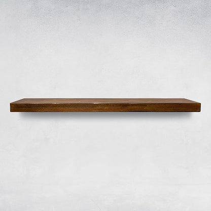 URBANDI, Rustic Floating Shelves, Set of 2, Hidden Bracket, Solid Wood, Heavy Duty, Wall Mounted Shelves, (Provincial, 24Wx12D)