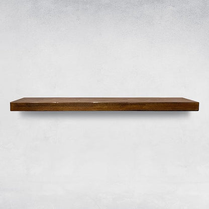 URBANDI, Rustic Floating Shelves, Set of 2, Hidden Bracket, Solid Wood, Heavy Duty, Wall Mounted Shelves, (Dark Brown, 12Wx8D)