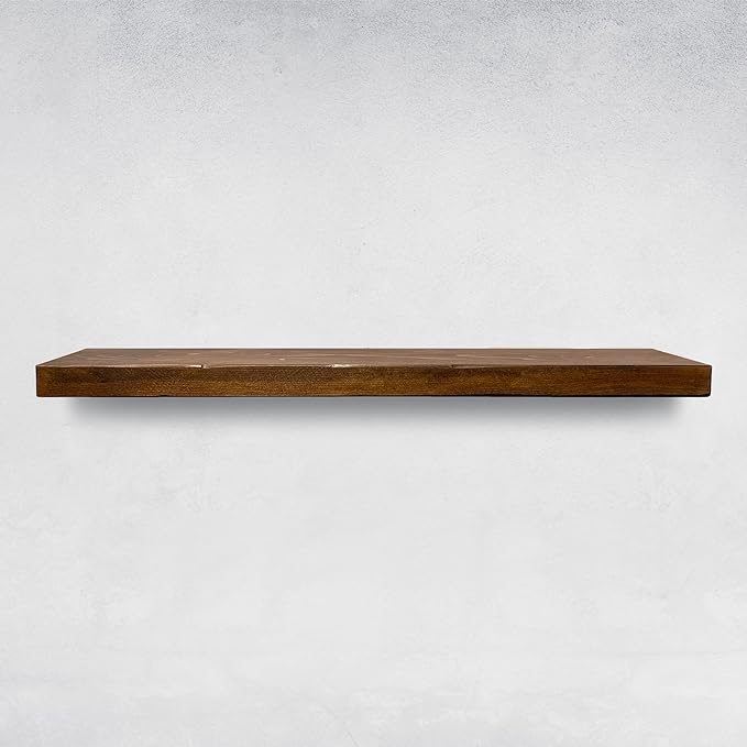URBANDI, Rustic Floating Shelves, Set of 2, Hidden Bracket, Solid Wood, Heavy Duty, Wall Mounted Shelves, (Provincial, 24Wx8D)