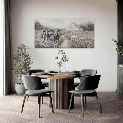 LEVERUP Canvas Wall Art Landscape Animal Pictures Artwork Black and White Modern Home Decor for Dining Room Bedroom Hotel 24×48 Inch Hallway Decorations