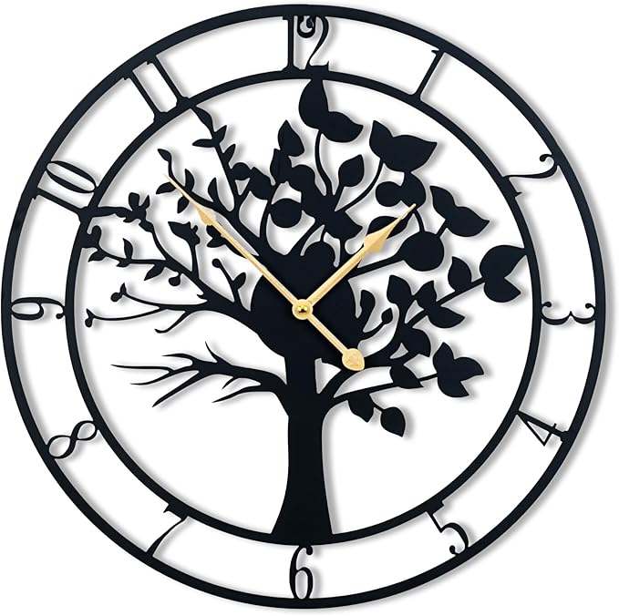 Blorple 30inch/76cm Extra Large Tree of Life Wall Clocks for Living Room Decor,Bedroom,Battery Operated,Metal,Decorative,Analog,Silent,Non Ticking Wall Clock,Room Wall Decor (Tree of Life, 30 inches)