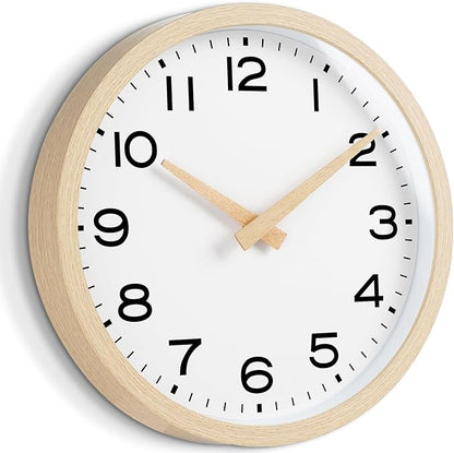 AKCISOT Wall Clock 12 Inch,Boho Office Wall Clocks Battery Operated Non Ticking,Silent Modern Clock Decorative for Kitchen,Bedroom,Living Room,Classroom(Wood Grain)