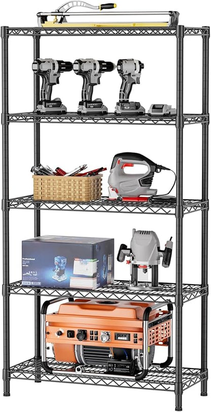 SINGAYE Shelf Closet Wire Shelving：Adjustable Metal Unit for Laundry Room Organization Bathroom Kitchen Home Garage Storage Pantry Rack Shelves