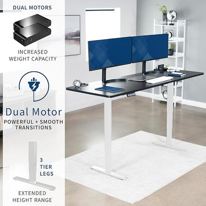 VIVO Electric 83 x 30 in Dual Motor Sit Stand Desk, Memory Height Adjustment, 2B Series, Black Top White Frame, DESK-KIT-2W8B