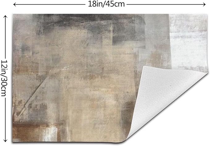 Placemats Set of 4 Taupe Grey Brown Place Mats Beige Ombre Modern Rustic Woven Table Mats Washable Abstract Art Print PVC Placemat for Dining Kitchen Decor Indoor Outdoor, 12 x 18 Inch