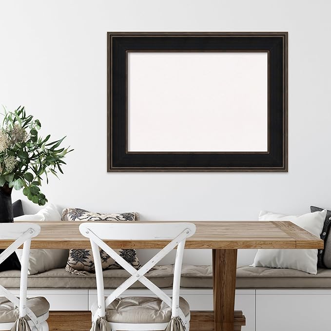 Amanti Art White Cork Board for Wall, 28x36 Vision Board with Brown Wood Frame, Medium Corkboard Office Decor for Home Organization, Casual Corkboard Pinboard to display items for home organization
