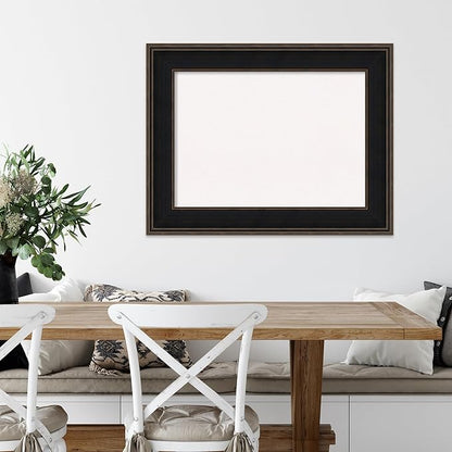 Amanti Art White Cork Board for Wall, 28x36 Vision Board with Brown Wood Frame, Medium Corkboard Office Decor for Home Organization, Casual Corkboard Pinboard to display items for home organization