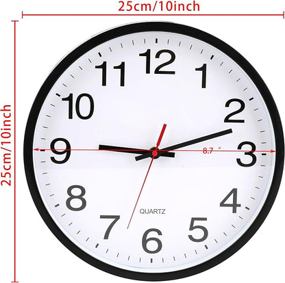 OceeK Black Wall Clock Silent Non Ticking 10 Inch, Modern Wall Clocks,Small Analog Clocks Quality Quartz Battery Operated