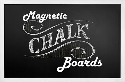 Loddie Doddie Magnetic Chalkboard & Magnet Board - 24"x36", White - Porcelain Enamel & Chalkboard Calendar - Photo & Magnet Display - Rustic Farmhouse Charm & Kitchen Menu Board