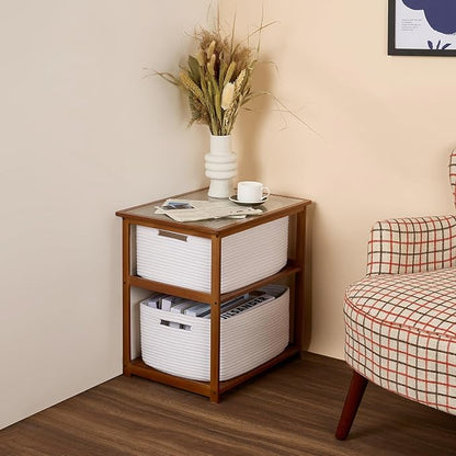 MiniArk Large Storage Baskets for Shelves, Closet Organizers Bins for Clothes Blanket Towels, Baby Nursery, Toy Baskets Box, Woven Rope Baskets, 17 x 13 x 7.5”, 3 Packs Off White