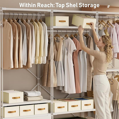 DIMJ Wardrobe Clothes Organizer - Foldable Closet Drawer Organizer Dividers for Jeans, Pants, Sweater, T Shirt, Storage Bins with Handles for Shelf