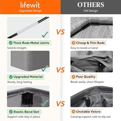 Lifewit 2 Pack Slim Laundry Hamper, Collapsible Narrow Laundry Basket, Small Tall Dirty Clothes Hampers with Handles for Bathroom Bedroom College Dorm, Grey, 50L