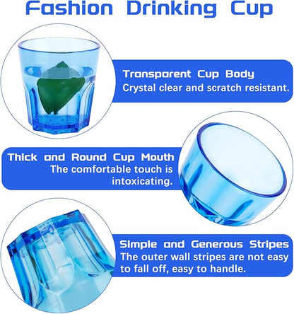 Plastic Drinking Glasses Set of 12, Unbreakable Coloured Water Tumbler, Acrylic Plastic Cups, Reusable Kids Drinking Cups for Children Kitchen Picnic Party Juice Whiskey Wine (12pc-6color-160ml/5.4oz)