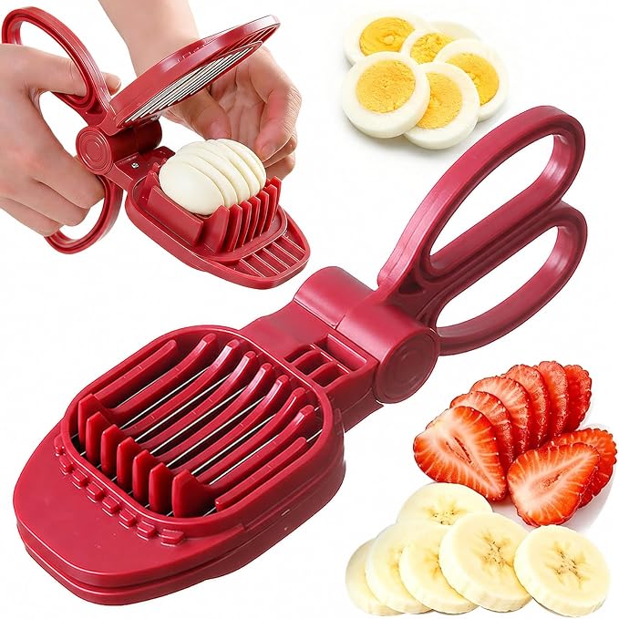 JAYVAR Large Egg Slicer for Hard Boiled Eggs, Egg Cutter with Thick and Sturdy Blade, Boiled Eggs Slicer with Long Handle, Stainless Steel Strawberry Slicers for EggChopper, Sturdy Easy to Clean Use