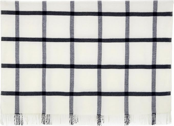 Arus Acrylic Highlands Collection Queen Size Tartan Plaid Design Throw Blanket Navy Stripes, 60x80 inches
