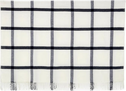 Arus Acrylic Highlands Collection Queen Size Tartan Plaid Design Throw Blanket Navy Stripes, 60x80 inches