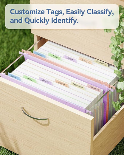 ANSOOK Wheat Straw Expandable Hanging File Folders Legal Size,7 Pockets 1.2" Accordion File Organizer,3 Pack Filing Cabinet Folders with Hooks,Large Capacity File Folder with Tabs,Hang File for Frame