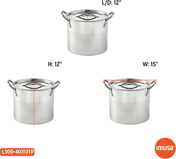IMUSA Stainless Steel Stock Pot with Lid, 20 Quart, Silver