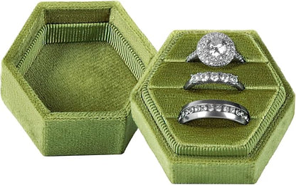 Velvet 3 Slots Jewelry Ring Box Engagement Wedding Box Keepsake Box Bridal Photo Ring Triple Slots Hexagon