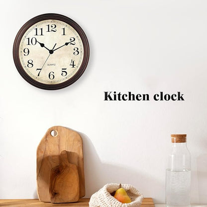 Wall Clock, Bronze Silent Non Ticking Classic Battery Operated Clocks, Decorative for Living Room, Bedrooms, Kitchen, Office (16 inch)